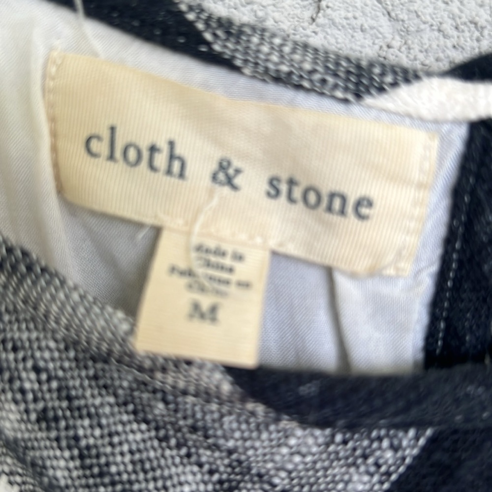 Anthropologie Cloth & Stone Black/White Gingham Check Frayed Hem Shift Medium - Picture 3 of 12